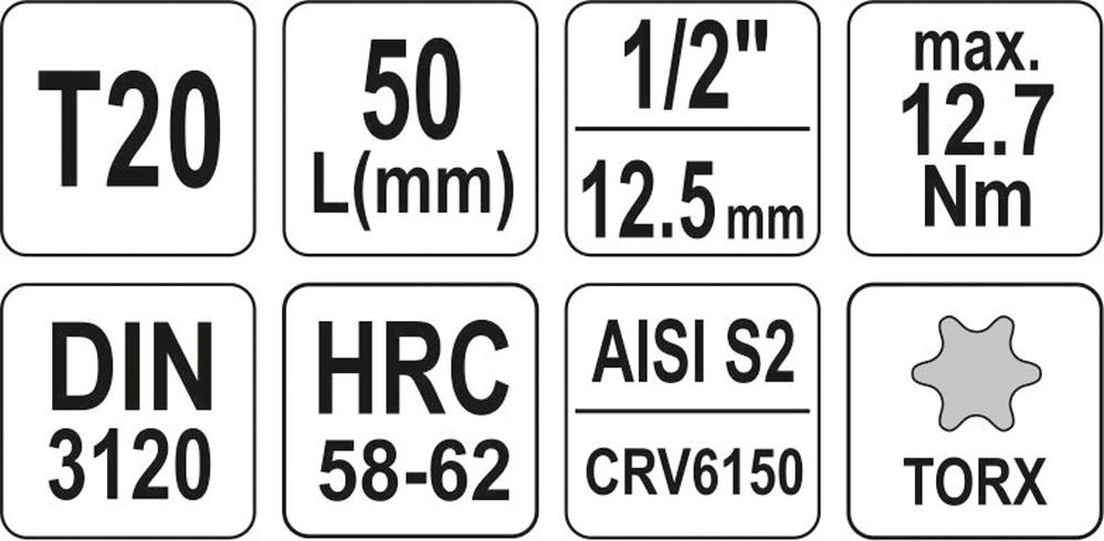 KLUCZ TRZPIENIOWY TORX 1/2" T20 L55MM