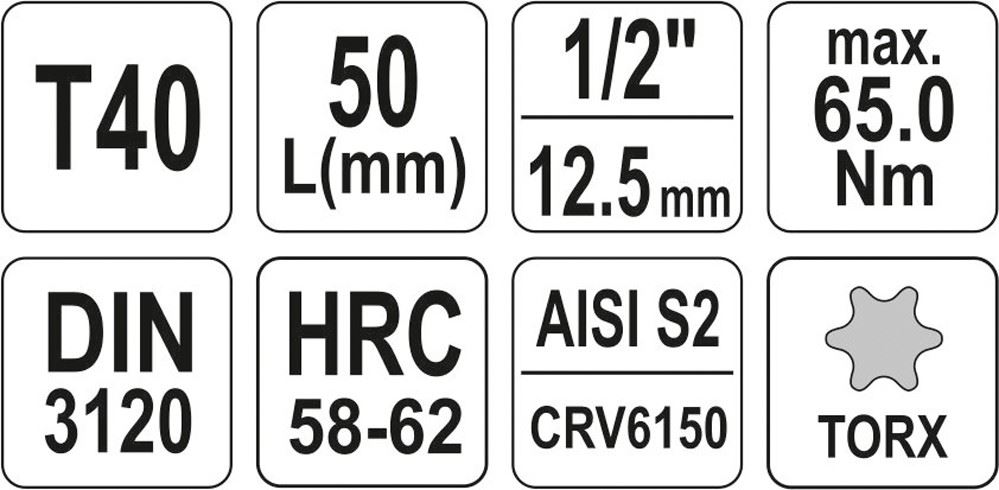 KLUCZ TRZPIENIOWY TORX 1/2" T40 L55MM