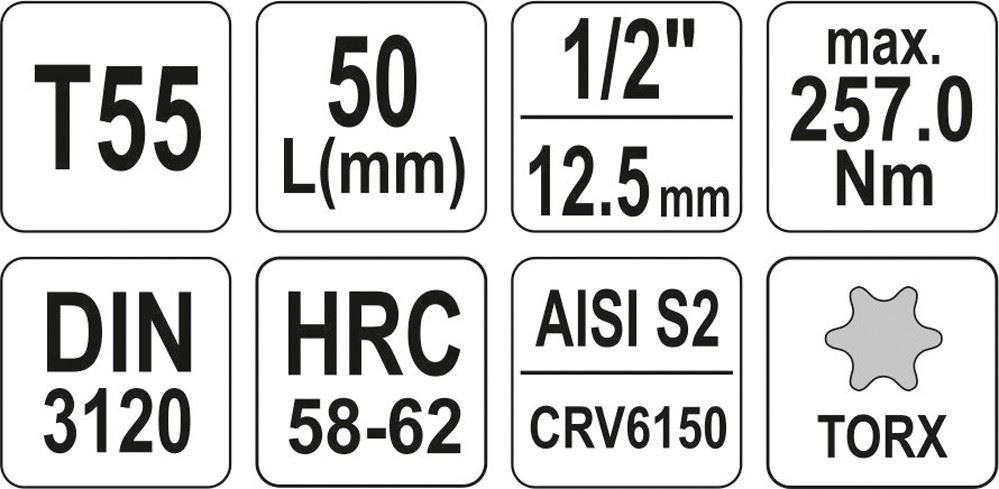 KLUCZ TRZPIENIOWY TORX 1/2" T55 L55MM